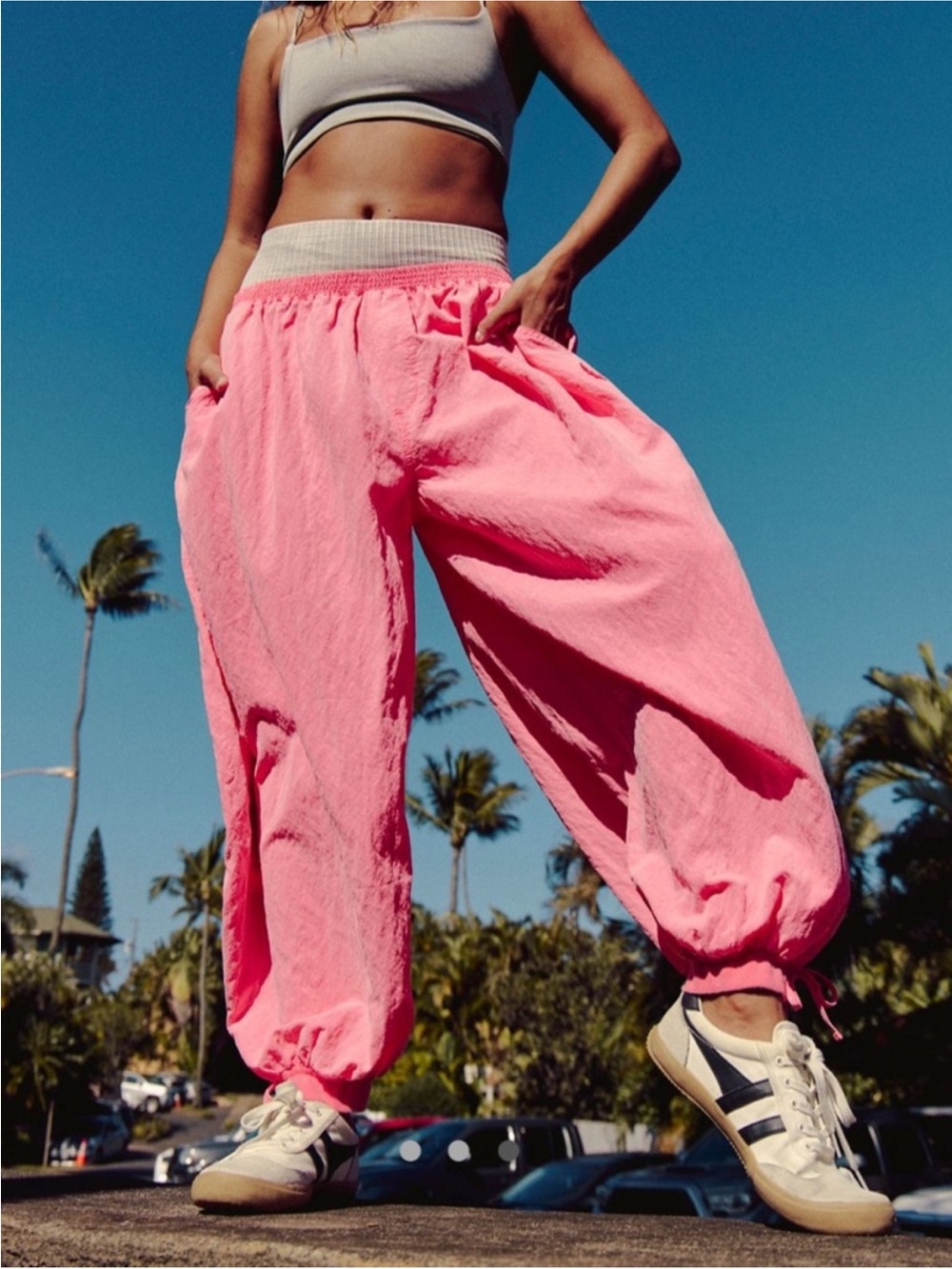 FREE PEOPLE FP MOVEMENT On It Balloon Pants Electric Sunset Coral Pink NWOT Sz M